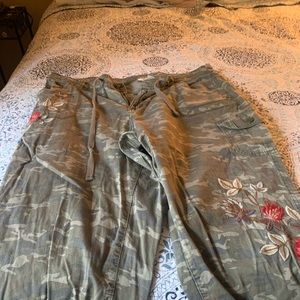 Camo capris with flower design